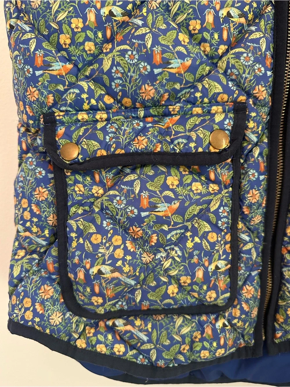 J Crew Liberty Catesby Floral Fabric Birds Down Puffer Vest - Picture 3 of 6